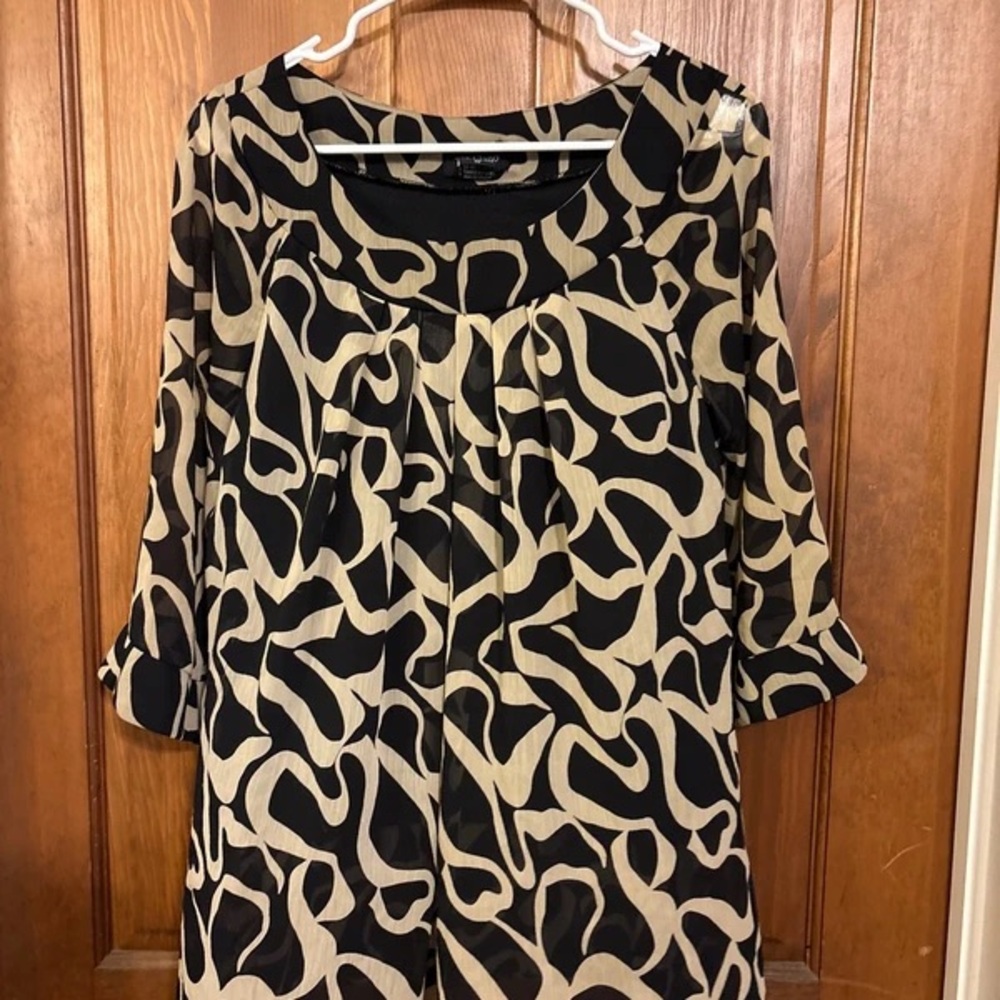 Milano Black and Cream Abstract Pattern Tunic